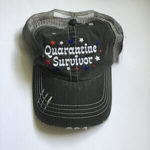 New Quarantine Survivor Baseball Cap Trucker Hat Embroidered Gray White